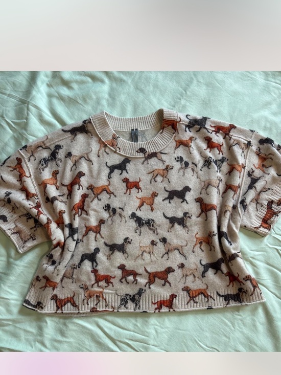 Anthropologie Sweaters - Anthropologie Cashmere Dog-Print Goldie Short Sleeve Sweater